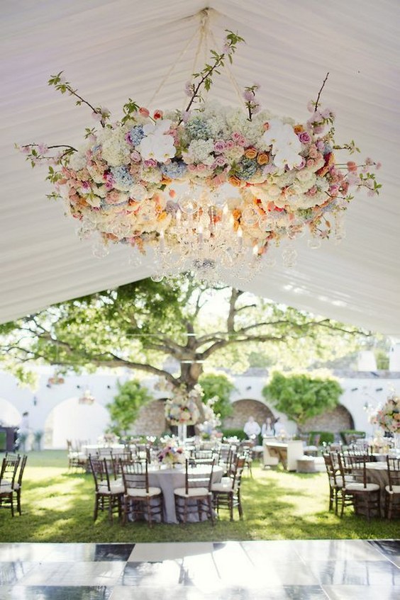 pastel floral wedding chandeliers