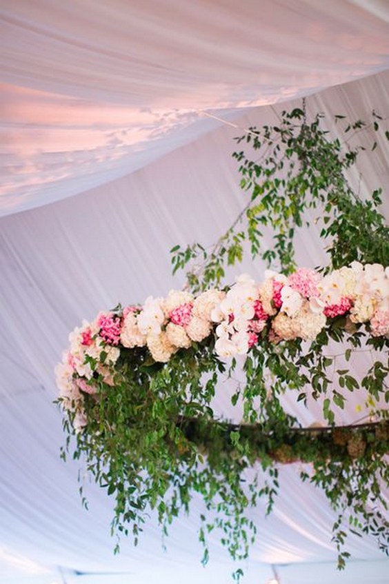 pink floral wedding chandelier