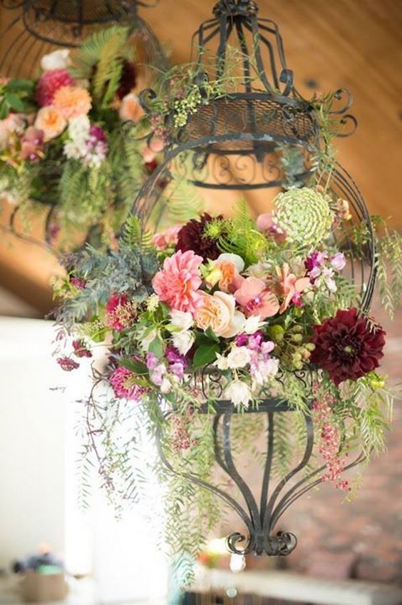 rustic country floral and greenery wedding chandelier