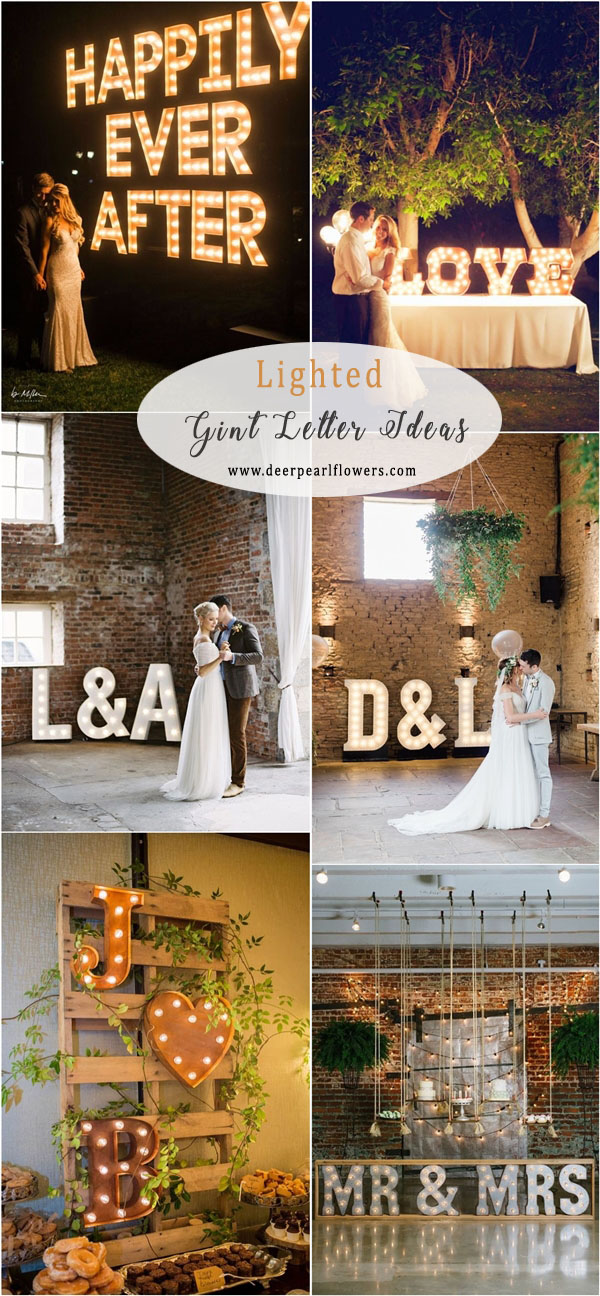 rustic country giant letter lights wedding decor