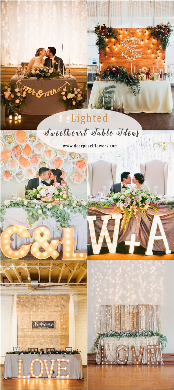 rustic country lighted wedding sweetheart table decor ideas