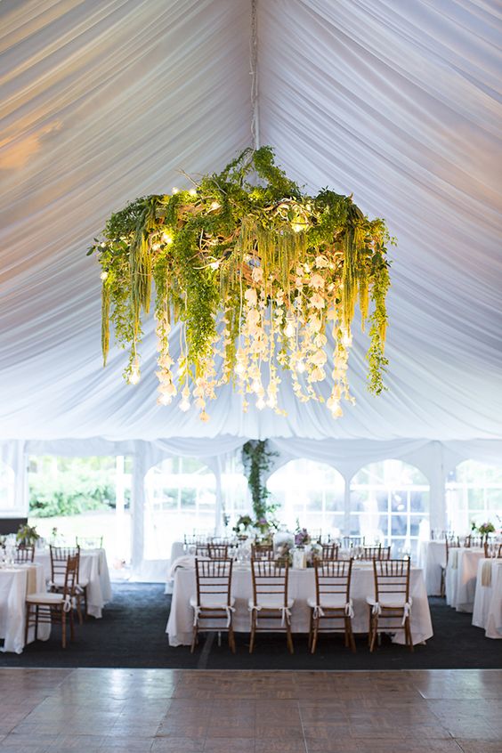 stunning greenery wedding chandelier