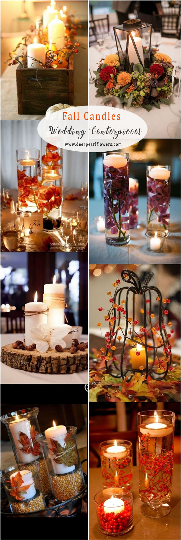45 Fall & Autumn Wedding Centerpieces Ideas 2025 2 fall candles wedding centerpiece ideas
