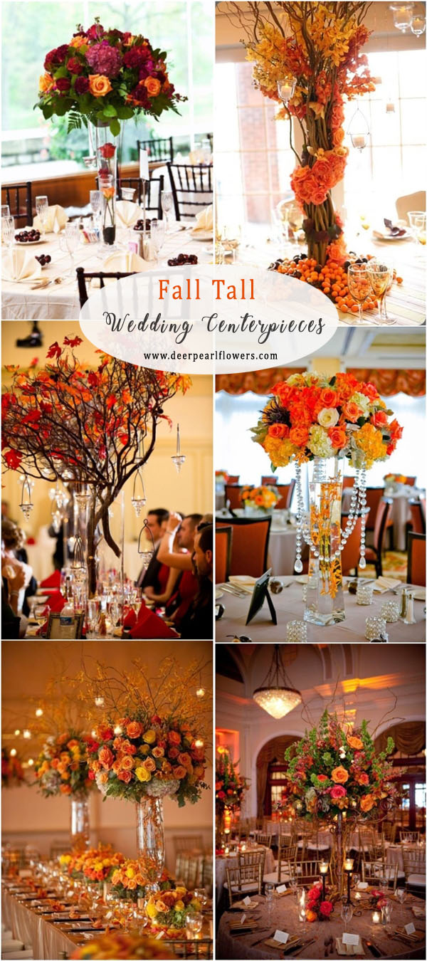 45 Fall & Autumn Wedding Centerpieces Ideas 2025 5 fall tall wedding centerpiece ideas