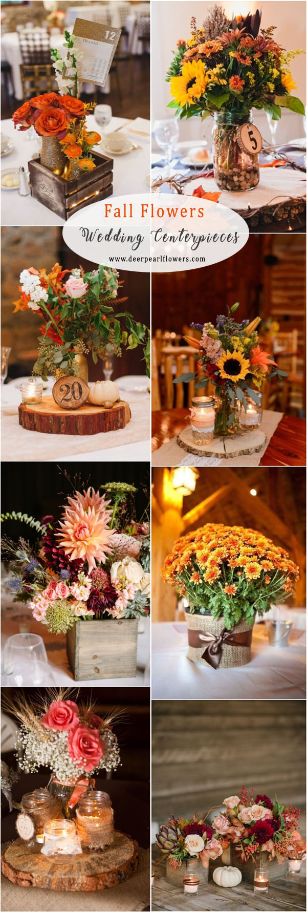 rustic fall flowers wedding centerpieces