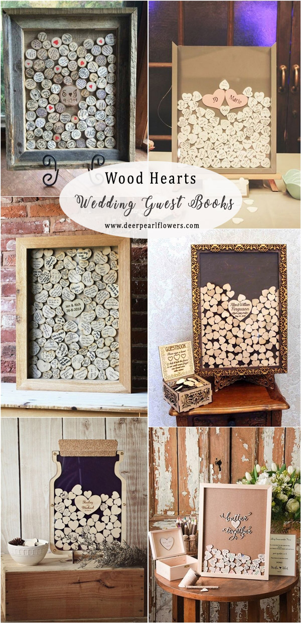 Rustic Wooden Hearts Frame Drop Box wedding guest books