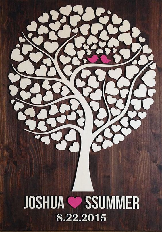 Tree-shaped real wood wedding guest book