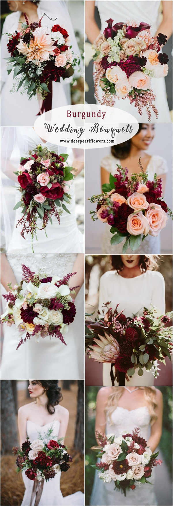 burgundy fall wedding bouquet and flowers
