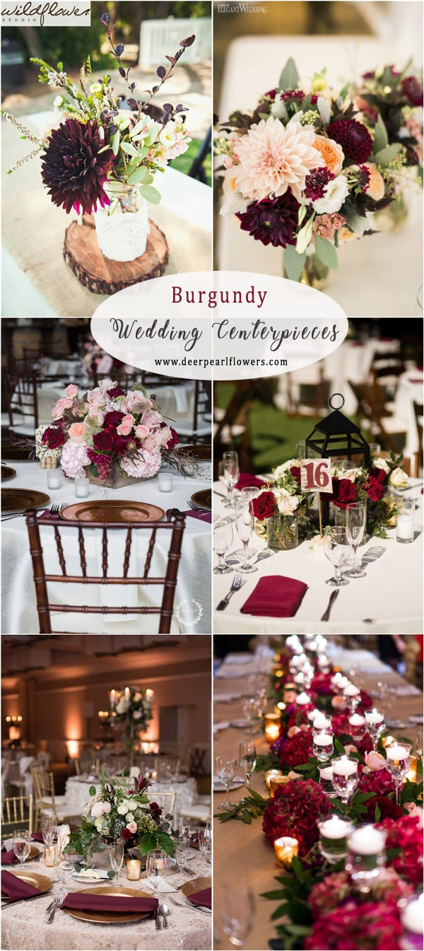 burgundy fall wedding centerpiece decor ideas