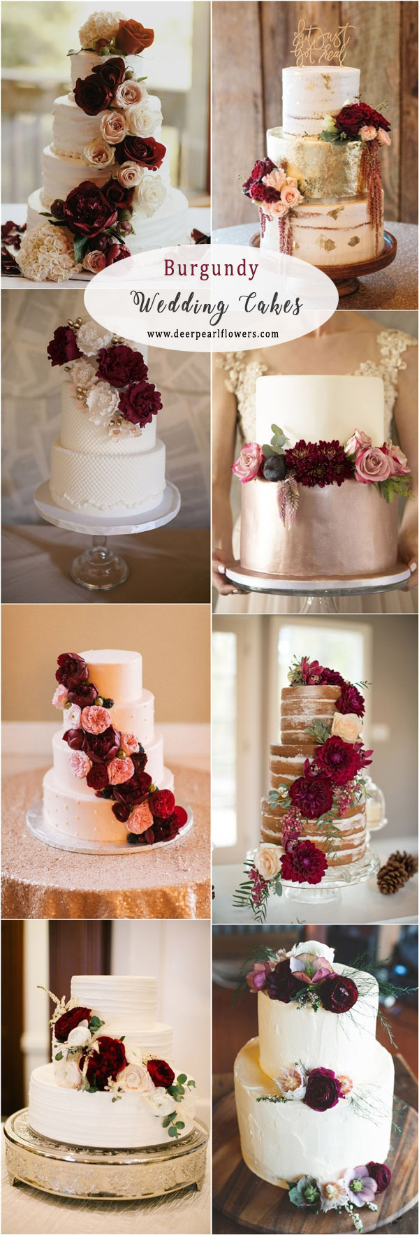 fall burgundy wedding cake ideas