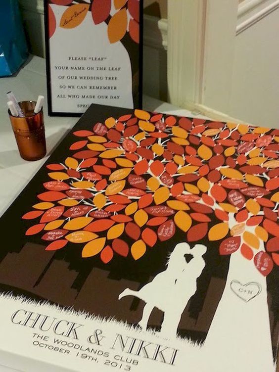 rustic fall tree wedding guest book