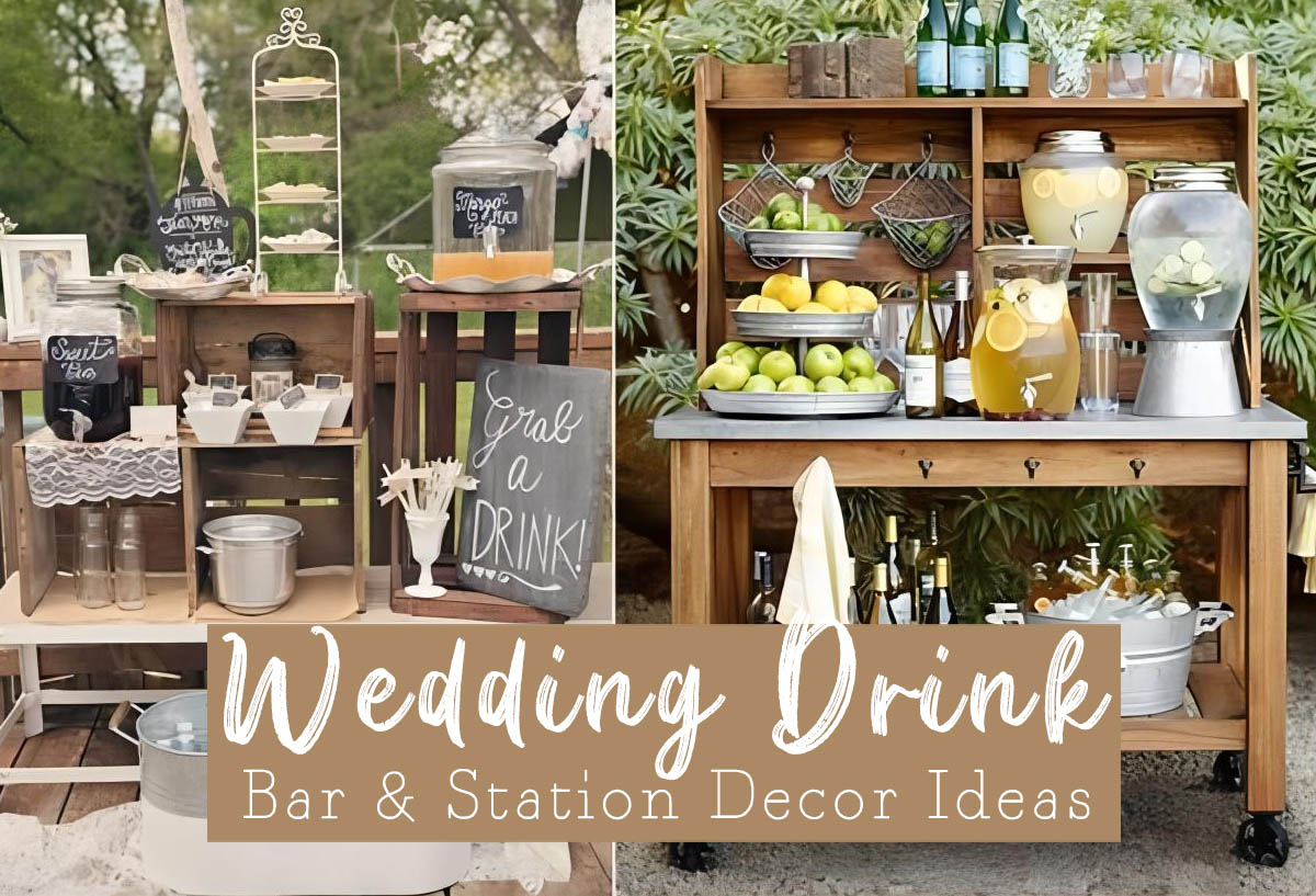 rustic wedding drink bar decor