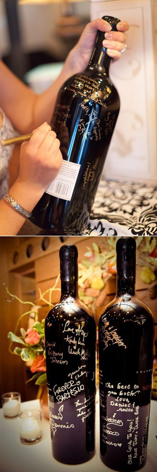 wine bottle wedding guest book ideas