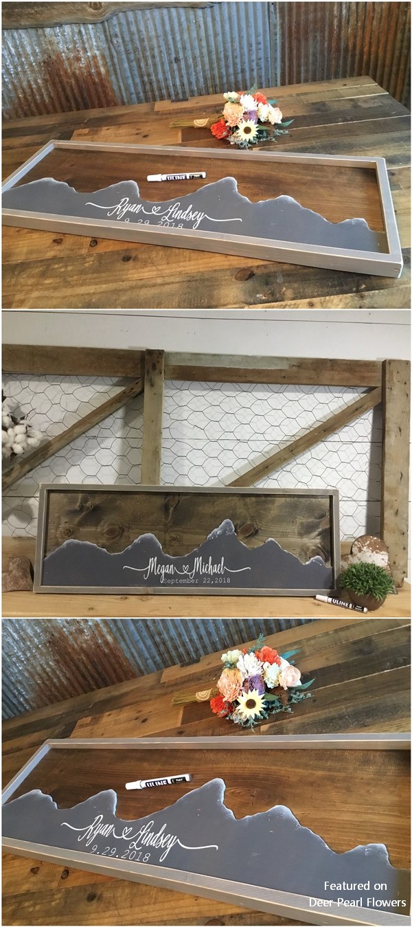 Mountain Wall Art Rustic Wedding Guest Book Sign