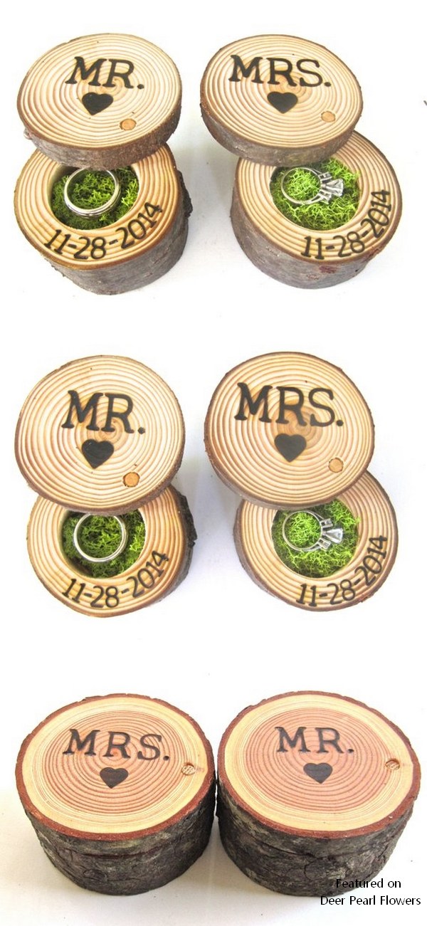 Mr and Mrs Wooden Wedding Ring Box