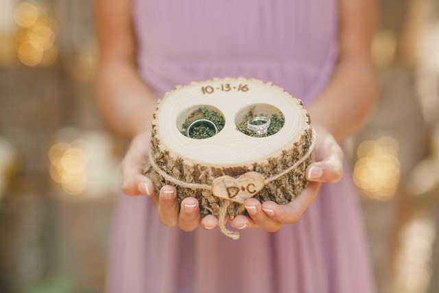 Personalized Rustic Country Tree Stump Wedding Ring Holder