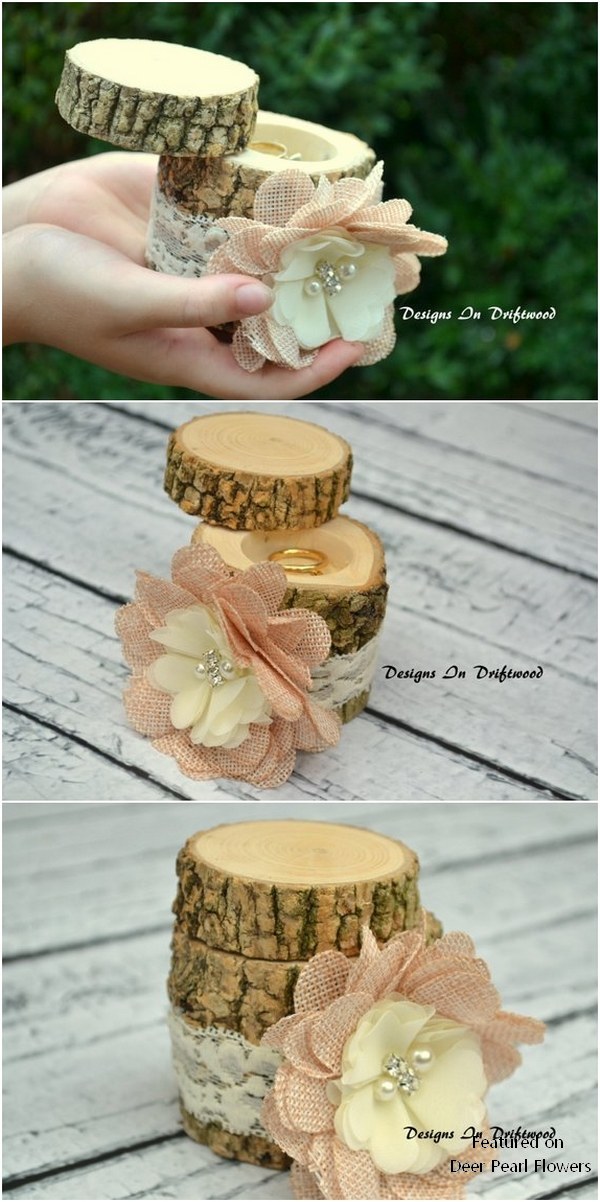 Personalized Rustic Wood Ring Bearer Pillow Box