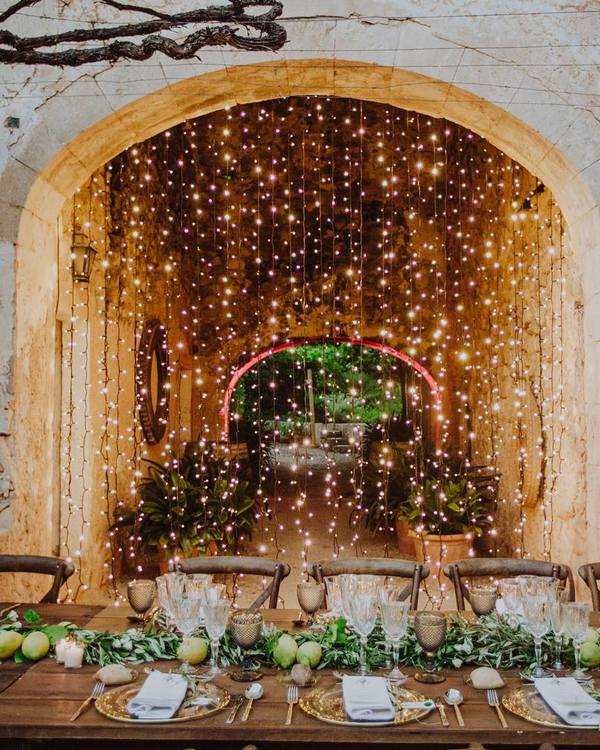 Romantic rustic country wedding lighting decor ideas