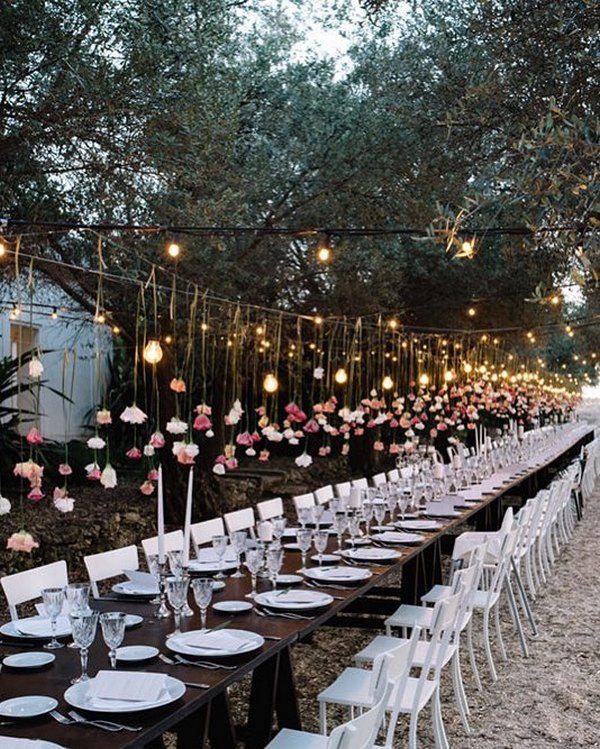 Romantic rustic country wedding lighting decor ideas