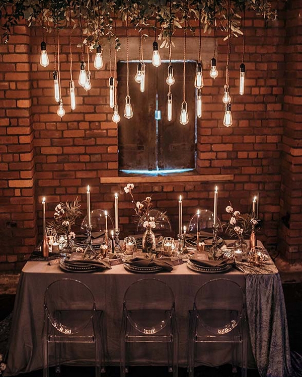 Romantic rustic country wedding lighting decor ideas