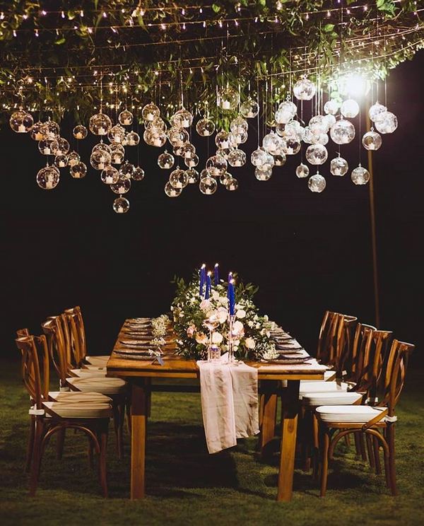 Romantic rustic country wedding lighting decor ideas