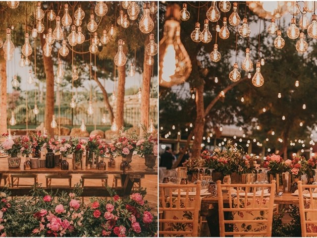 Romantic rustic country wedding lighting decor ideas