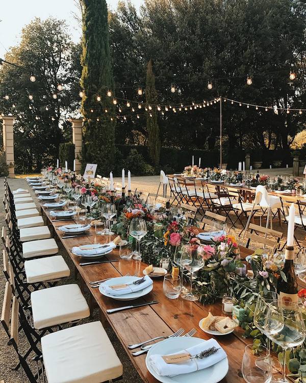 Romantic rustic wedding table runner centerpiece decor ideas