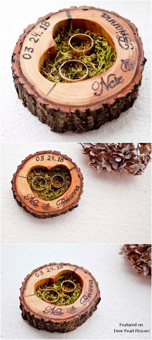 Rustic Wood Heart Wood Ring Holder