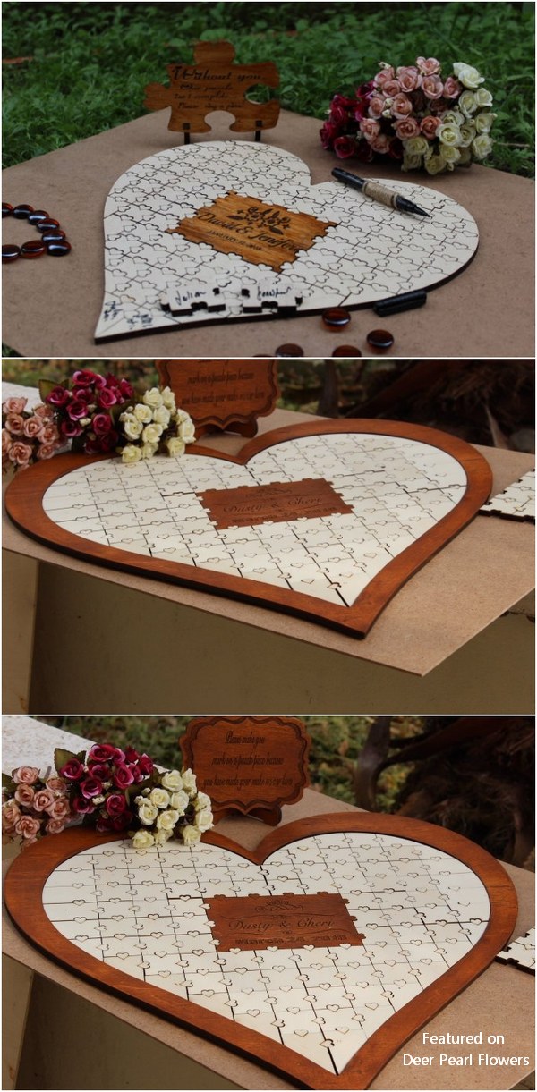 Unique Heart Puzzle Wedding Guestbook