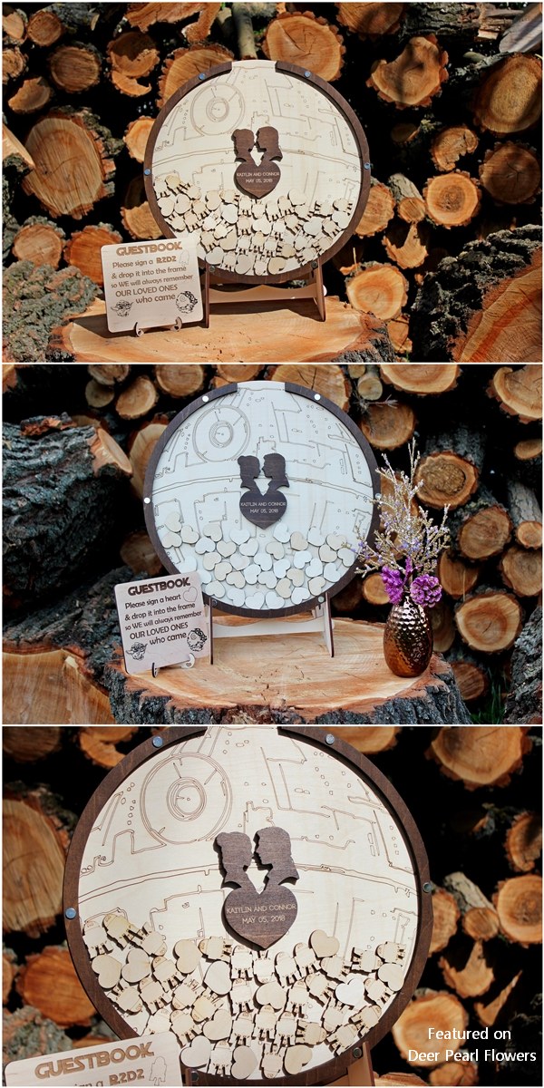 rustic starwars wood wedding guest book