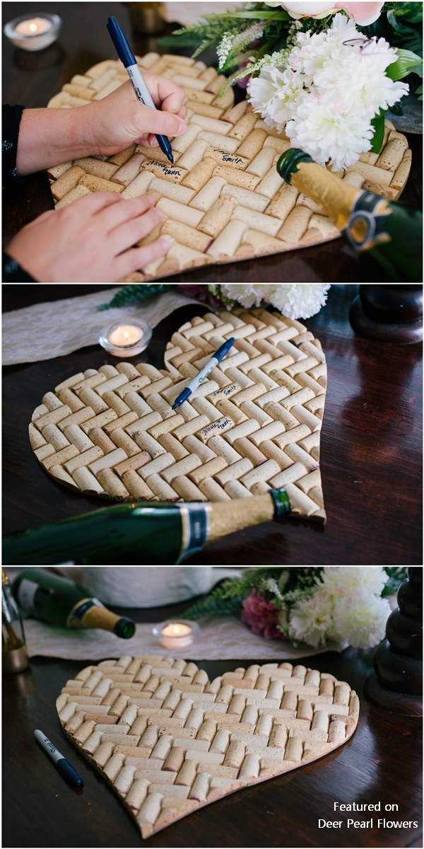 rustic wine cork wedding guest book