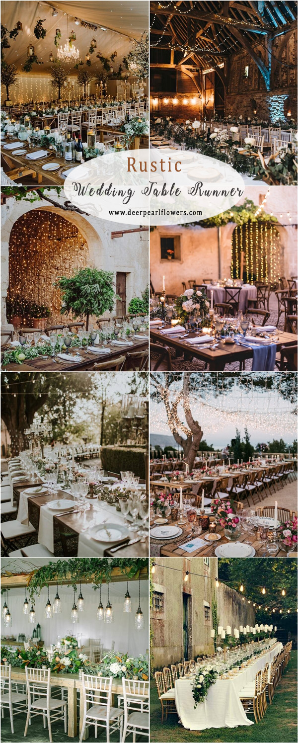 Rustic wedding table decor ideas - table runner centerpiece decor ideas