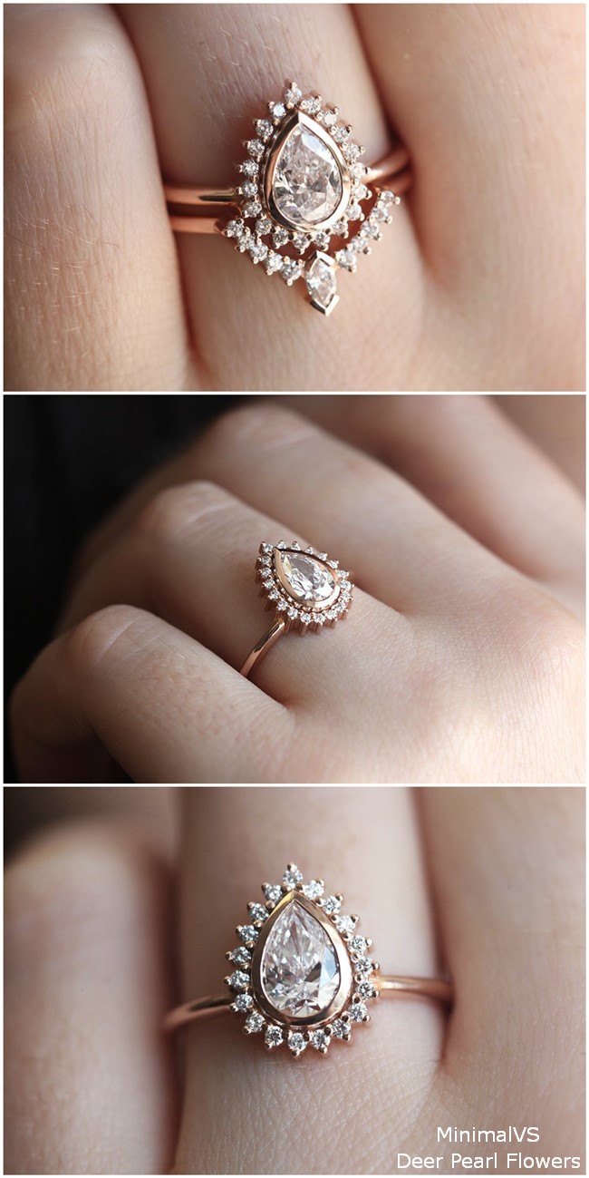 18k Gold Pear Shaped Moissanite Engagement Ring