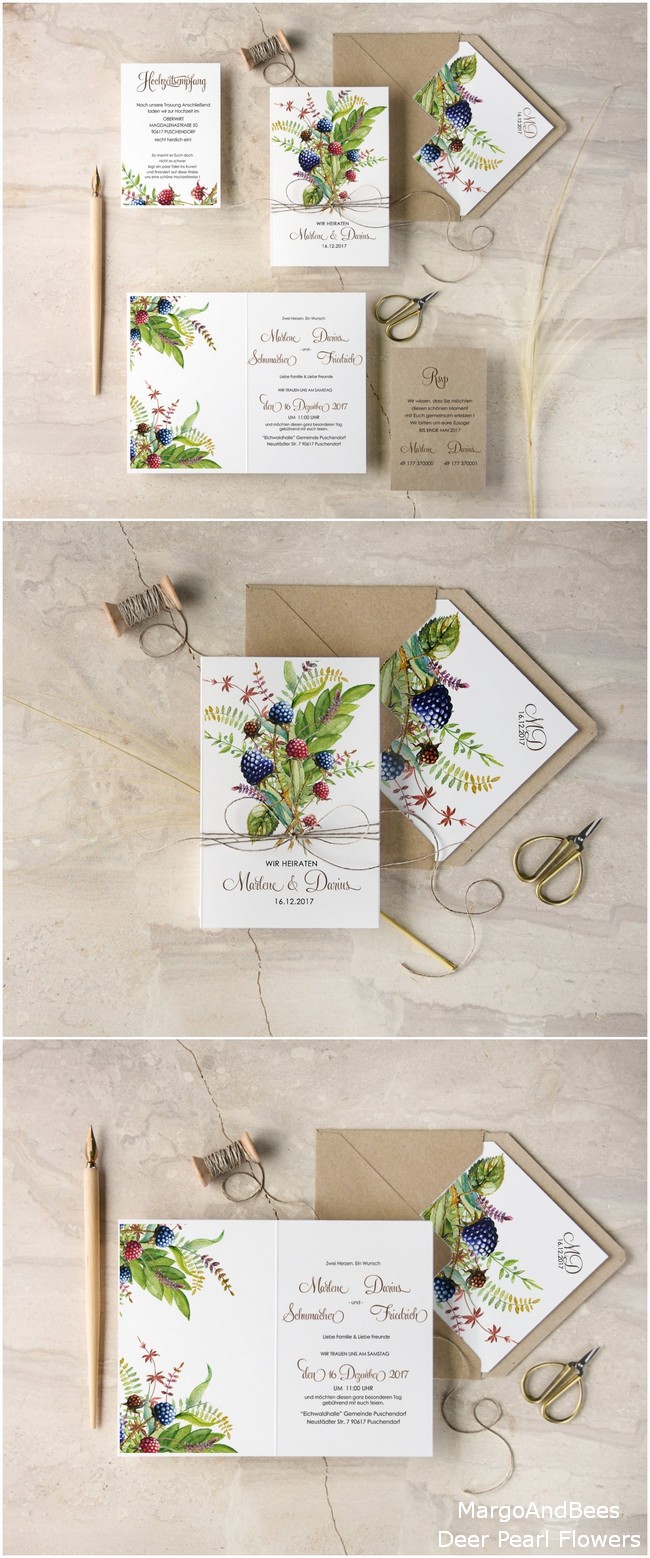 20 Etsy Wedding Invitations for 2023 Couples Must See 2 Berries Summer Fruits Sweet Summer Watercolor Wedding Invitations