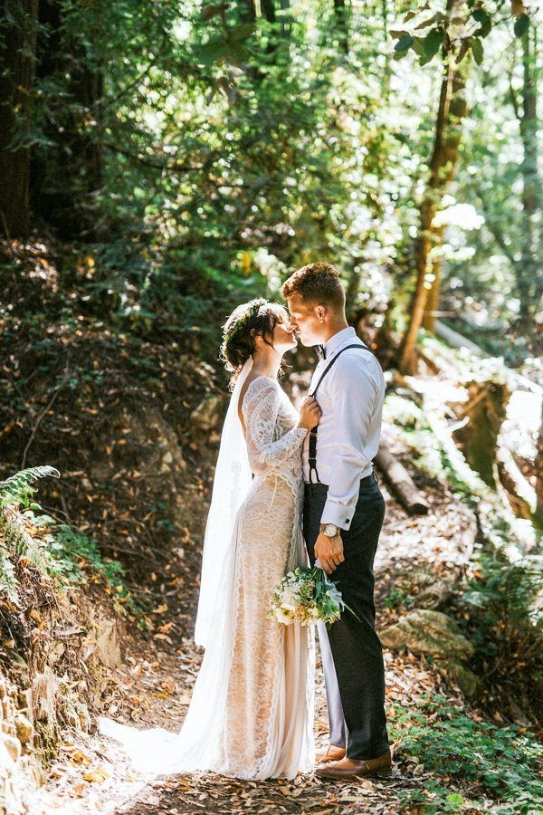 Ethereal forest wedding portrait