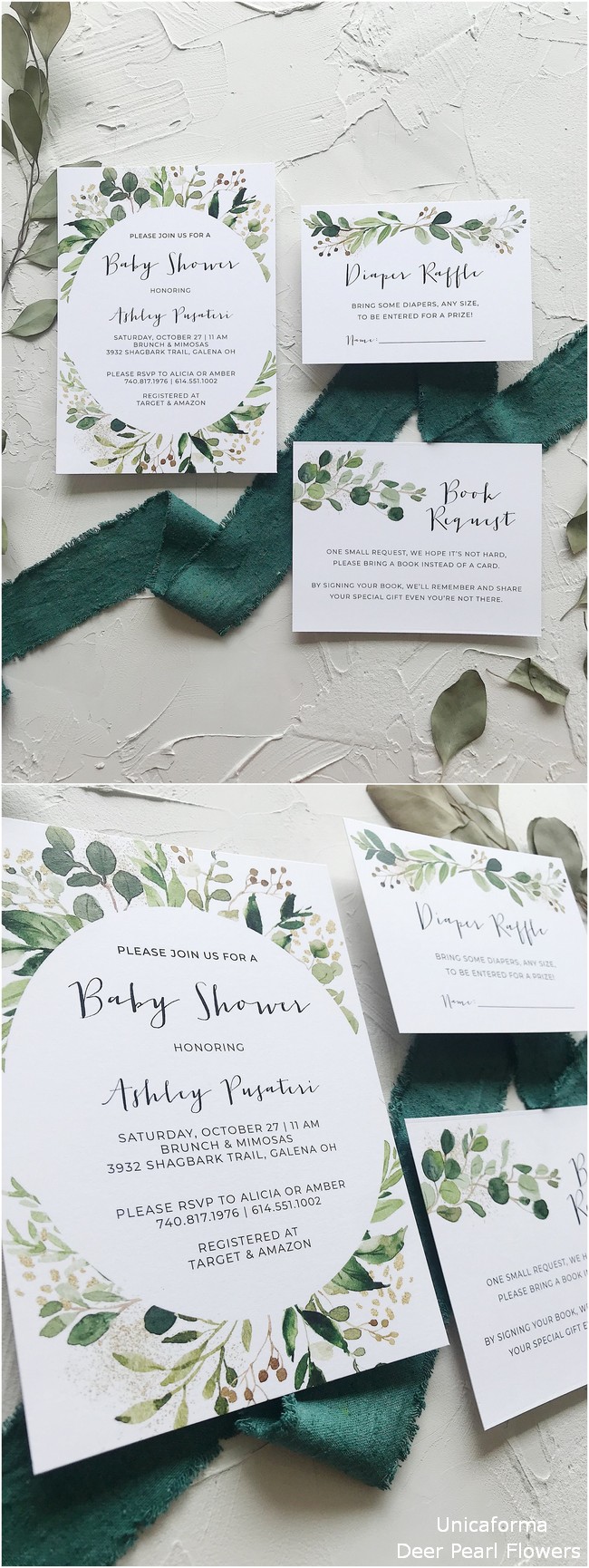 Eucalyptus Baby Shower Invitations