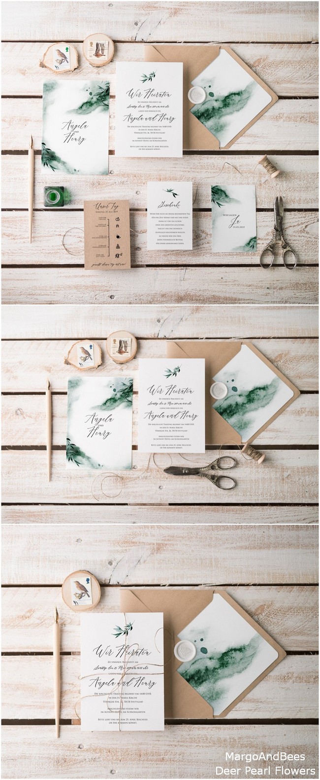 20 Etsy Wedding Invitations for 2023 Couples Must See 5 Green Shadow Watercolor Wedding Invitations