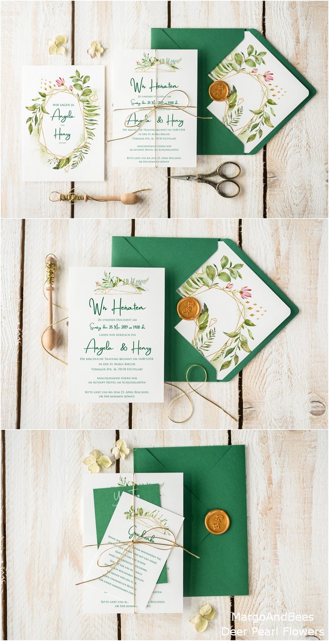 20 Etsy Wedding Invitations for 2023 Couples Must See 6 Green Wedding Invitations_cr