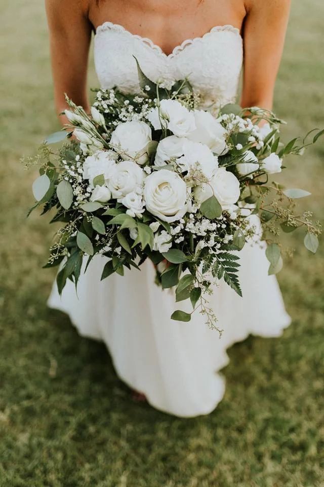Greenery seeded silver dollar eucalyptus wedding bouquet