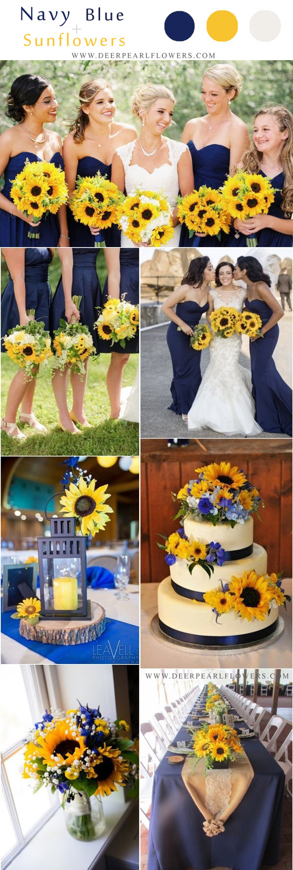 Marine navy blue and sunflower yellow rustic country wedding ideas