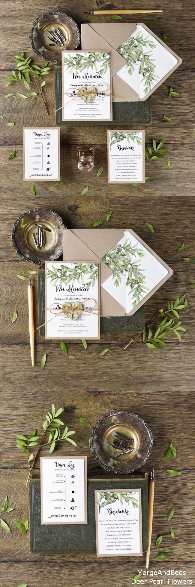 Olives Watercolor Wedding Invitations