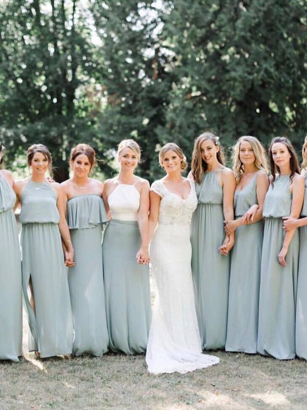 Silver sage greenery bridesaid dresses