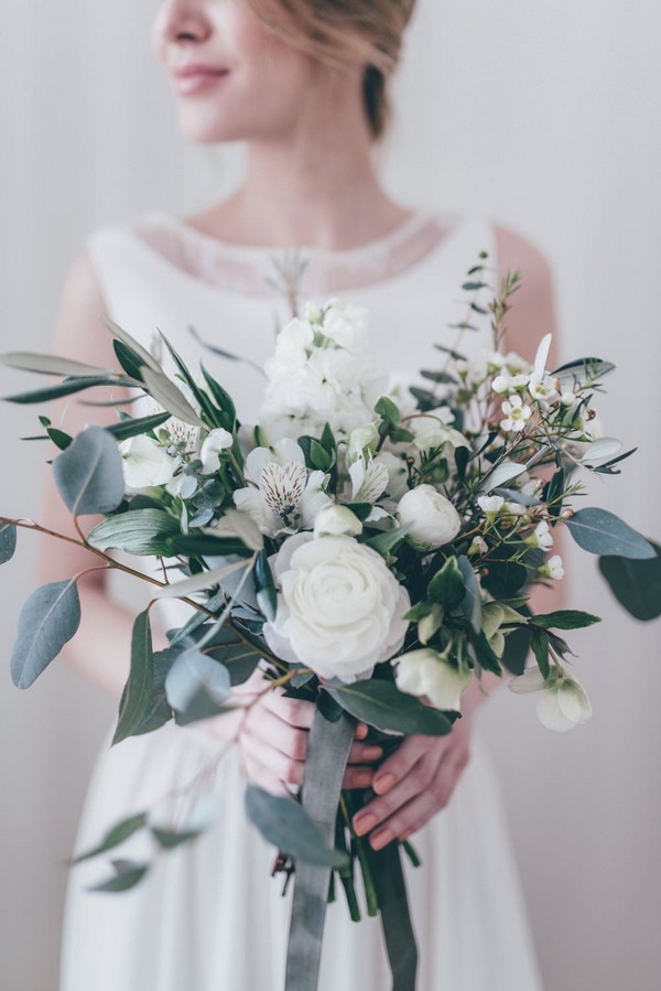 White & Green Wedding Bouquet