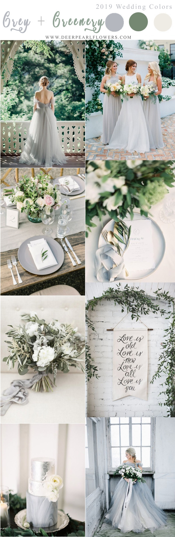 chic grey and greenery wedding color ideas