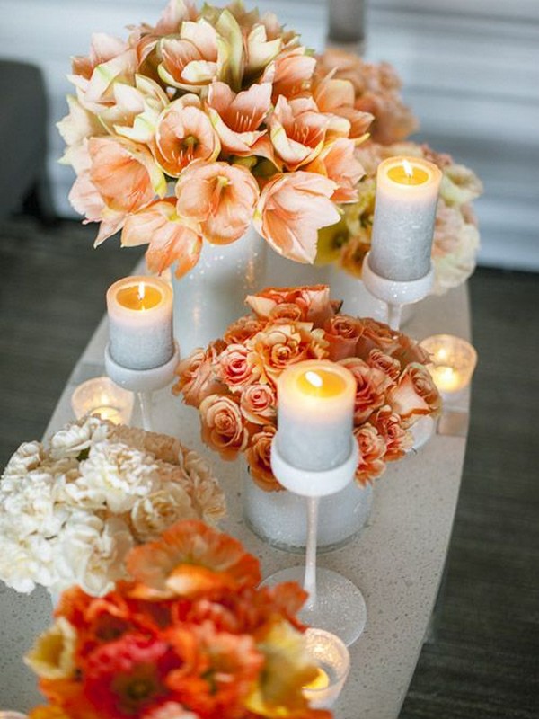 coral and orange chevron wedding decor and color ideas