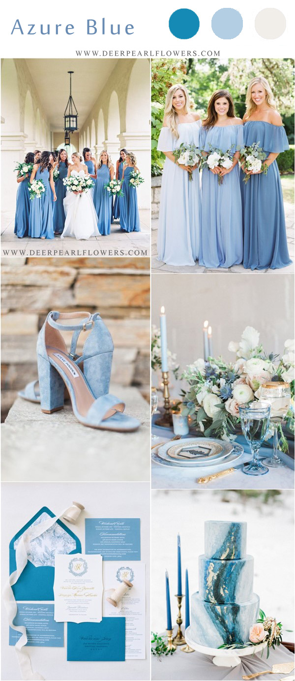 dusty blue azure blue romantic nautral wedding colors for spring and summer