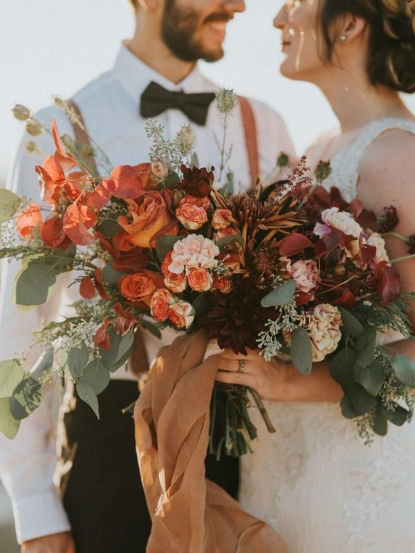 fall deep orange wedding bouquet