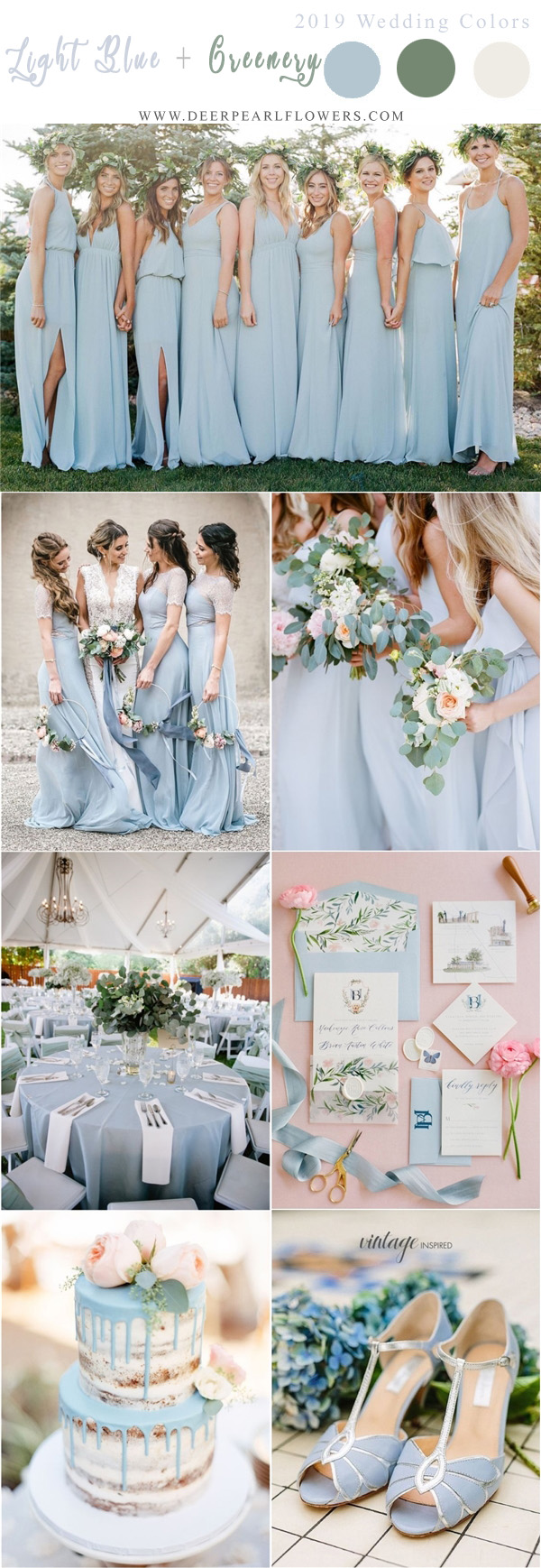 light blue and greenery wedding color ideas