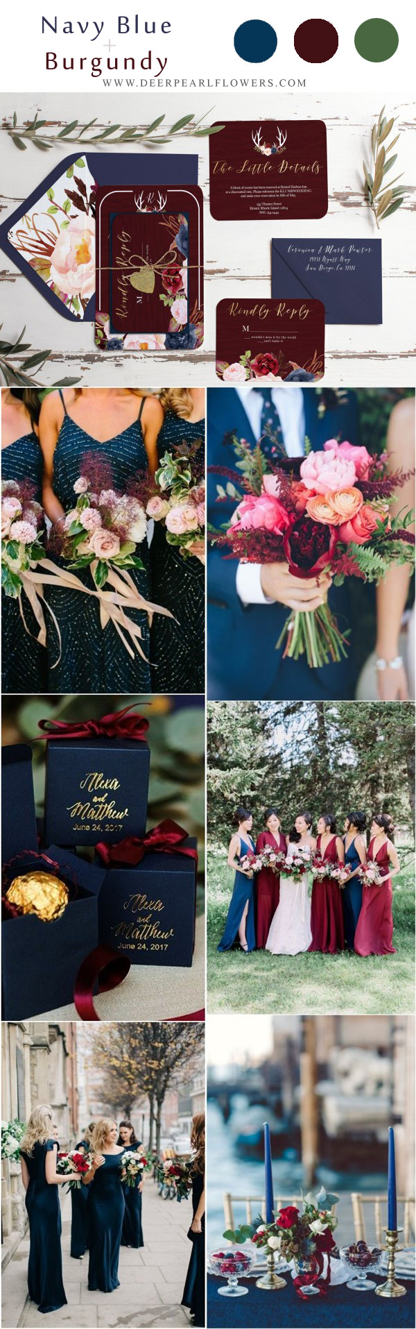 marsala burgundy and navy wedding color ideas