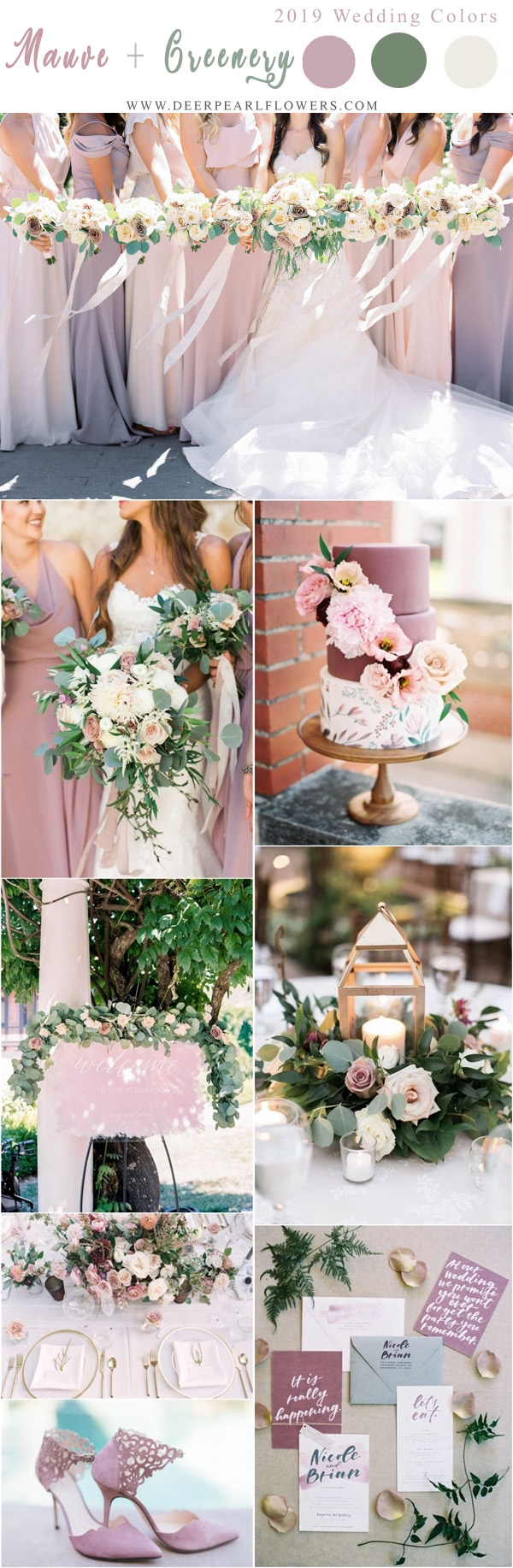 mauve purple and greenery wedding color ideas